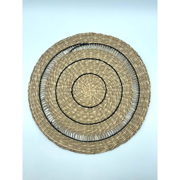 MORDEN HOUSE Round Woven Straw Placemats with Black Accents- 13.75" Diameter NWT - Picture 9 of 13